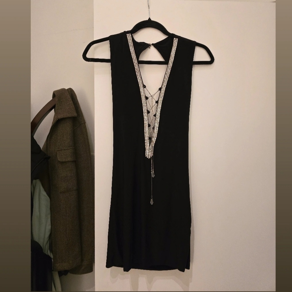 Swarovski Black Mini Dress with Silver Accents